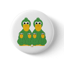 Goofy Green Ducks And Four Babies buttons