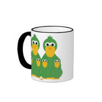 Goofy Green Ducks And Four Babies mugs