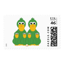 Goofy Green Ducks And Four Babies stamps