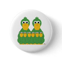 Goofy Green Ducks And Six Babies buttons