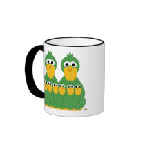 Goofy Green Ducks And Six Babies mugs
