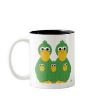 Goofy Green Ducks And Three Babies mugs