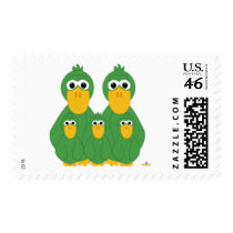 Goofy Green Ducks And Three Babies stamps