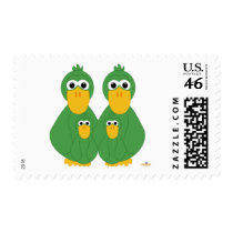 Goofy Green Ducks And Two Babies stamps