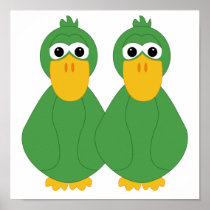 Goofy Green Ducks Posters