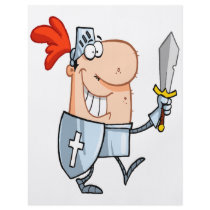 goofy knight in shining armor with sword cartoon flyers