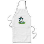 goofy penguin on skateboard apron