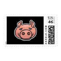 goofy pig face postage stamp