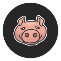 goofy pig face round stickers