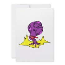 goofy purple extraterrestrial custom invites