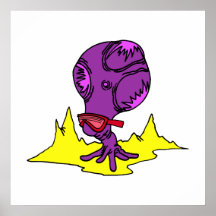 goofy purple extraterrestrial poster