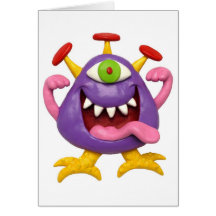 Goofy Purple Monster Greeting Cards