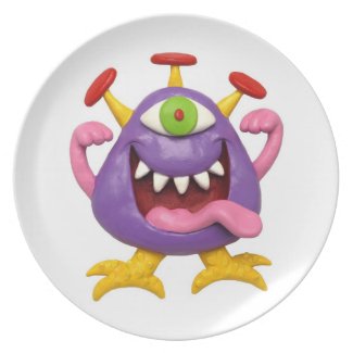Goofy Purple Monster Plate