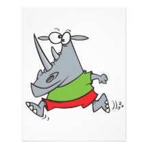 goofy running jogger rhino cartoon personalized invites