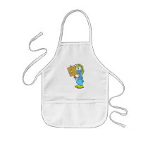 goofy silly monster saying hi aprons