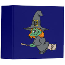 Goofy Silly Witch Flying binders