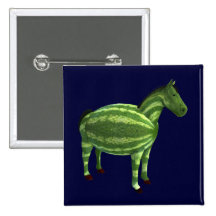 Goofy Watermelon Horse Pinback Buttons