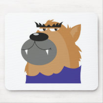 goofy werewolf monster mouse pad