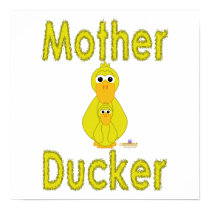 Goofy Yellow Duck And Baby Mother Ducker posters