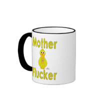 Goofy Yellow Duck And Baby Mother Flucker mugs