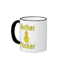 Goofy Yellow Duck And Baby Mother Plucker mugs