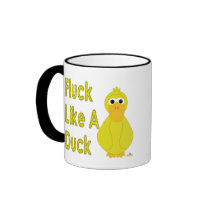 Goofy Yellow Duck Fluck Like A Duck mugs
