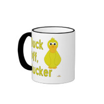Goofy Yellow Duck Fluck Off Flucker mugs