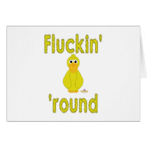 Goofy Yellow Duck Fluckin' Round cards