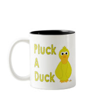 Goofy Yellow Duck Pluck A Duck mugs