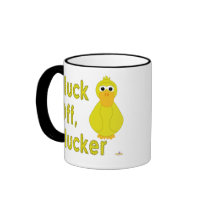 Goofy Yellow Duck Pluck Off Plucker mugs