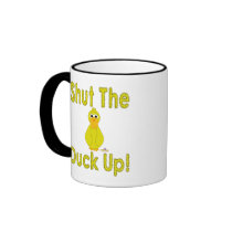 Goofy Yellow Duck Shut The Duck Up mugs