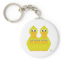 Goofy Yellow Ducks And Five Babies keychains