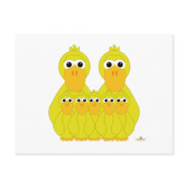 Goofy Yellow Ducks And Five Babies postcards