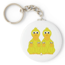 Goofy Yellow Ducks And Four Babies keychains