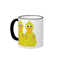 Goofy Yellow Ducks And Four Babies mugs
