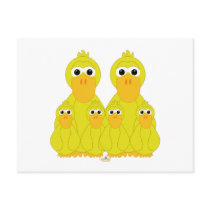 Goofy Yellow Ducks And Four Babies postcards