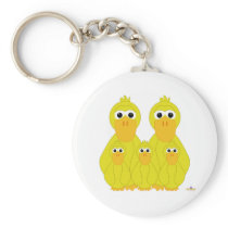 Goofy Yellow Ducks And Three Babies keychains
