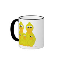 Goofy Yellow Ducks And Three Babies mugs