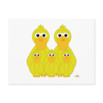 Goofy Yellow Ducks And Three Babies postcards