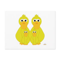 Goofy Yellow Ducks And Two Babies postcards