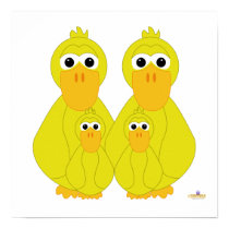 Goofy Yellow Ducks And Two Babies posters