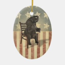 GOP Elephant Takes Over the Chair Funny Political Christmas Tree Ornament