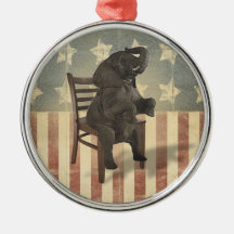 GOP Elephant Takes Over the Chair Funny Political Christmas Tree Ornament