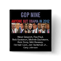 GOP Nine - 2012 Republican Primary Election Pinback Button