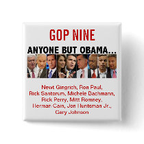 GOP Nine - 2012 Republican Primary Election Pinback Button