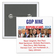 GOP Nine - 2012 Republican Primary Election Buttons