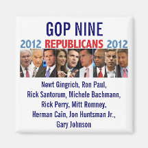GOP Nine - 2012 Republican Primary Election Fridge Magnet