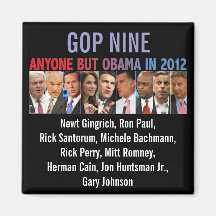 GOP Nine - 2012 Republican Primary Election Fridge Magnets