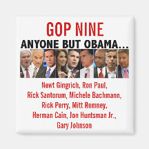 GOP Nine - 2012 Republican Primary Election Refrigerator Magnets