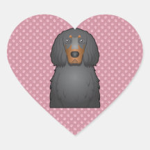 Gordon Setter Cartoon Heart Stickers